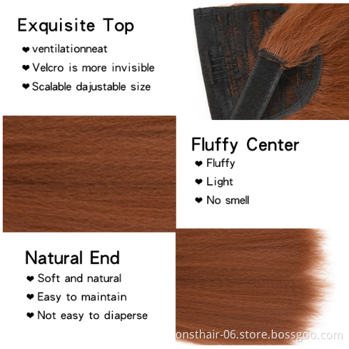 Long Yaki Ponytail Hairpiece for Women with Comb Synthetic Pony Tail False Hair Extension Adjustable Strap Kinky Curly 22" >=60%